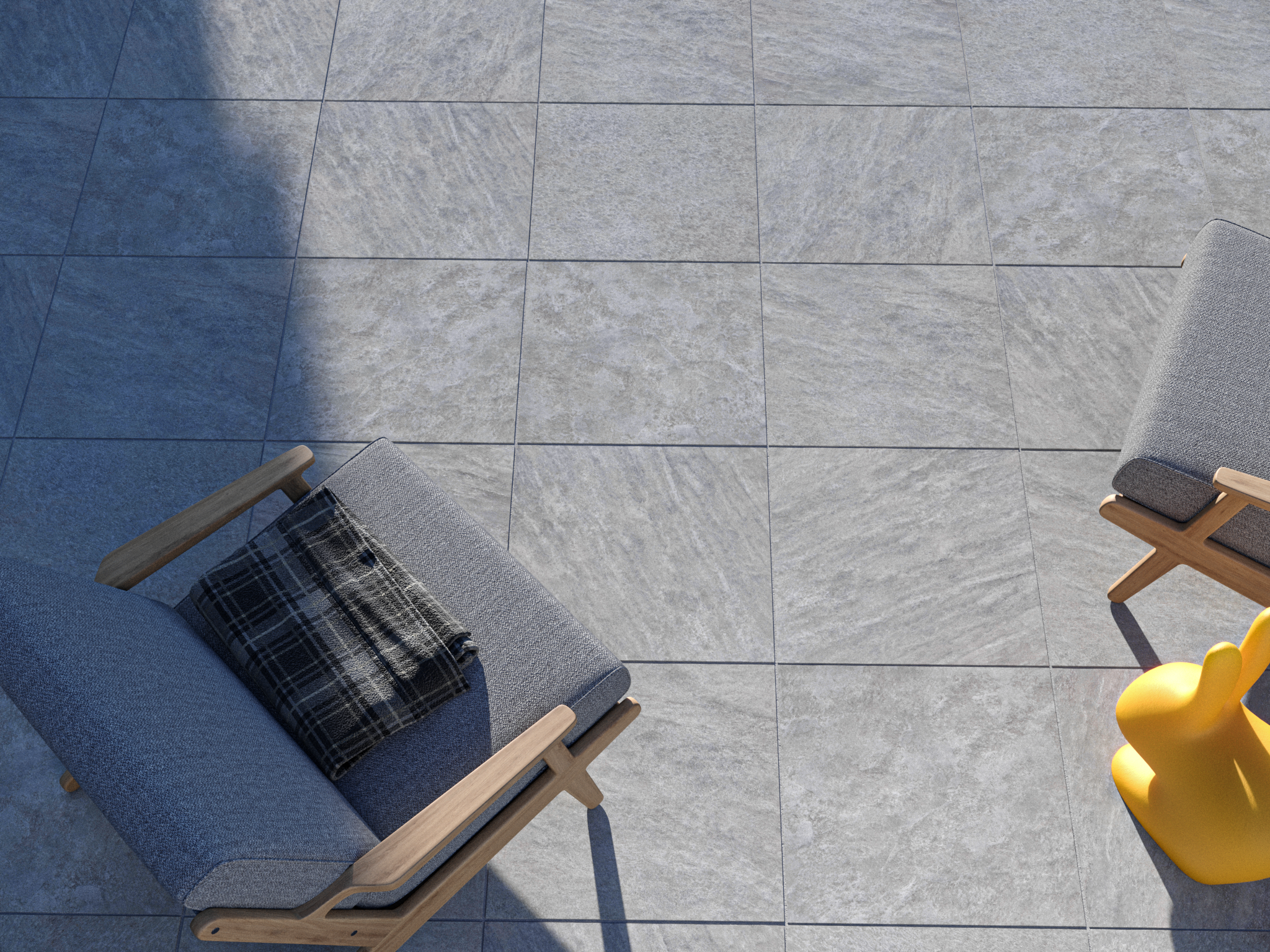 Křemenný vzhled Classic Grey terasová deska s venkovním nábytkem