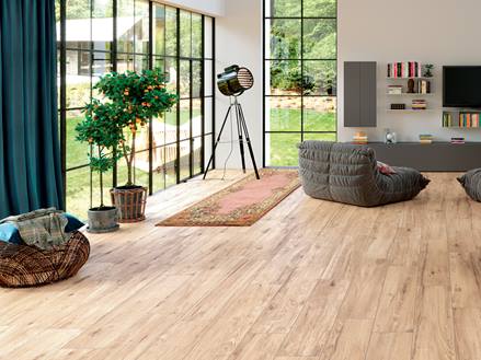 Obývací pokoj s dlaždicemi Scandi Oak
