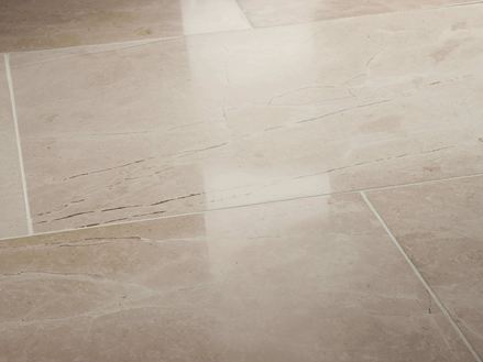 Královská krémová mramorová dlažba, leštěná, boční montáž