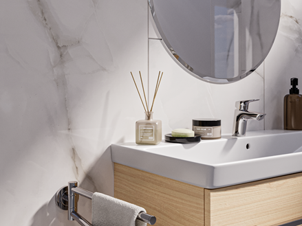 Mramorový vzhled umyvadla Perla Crema zavřít