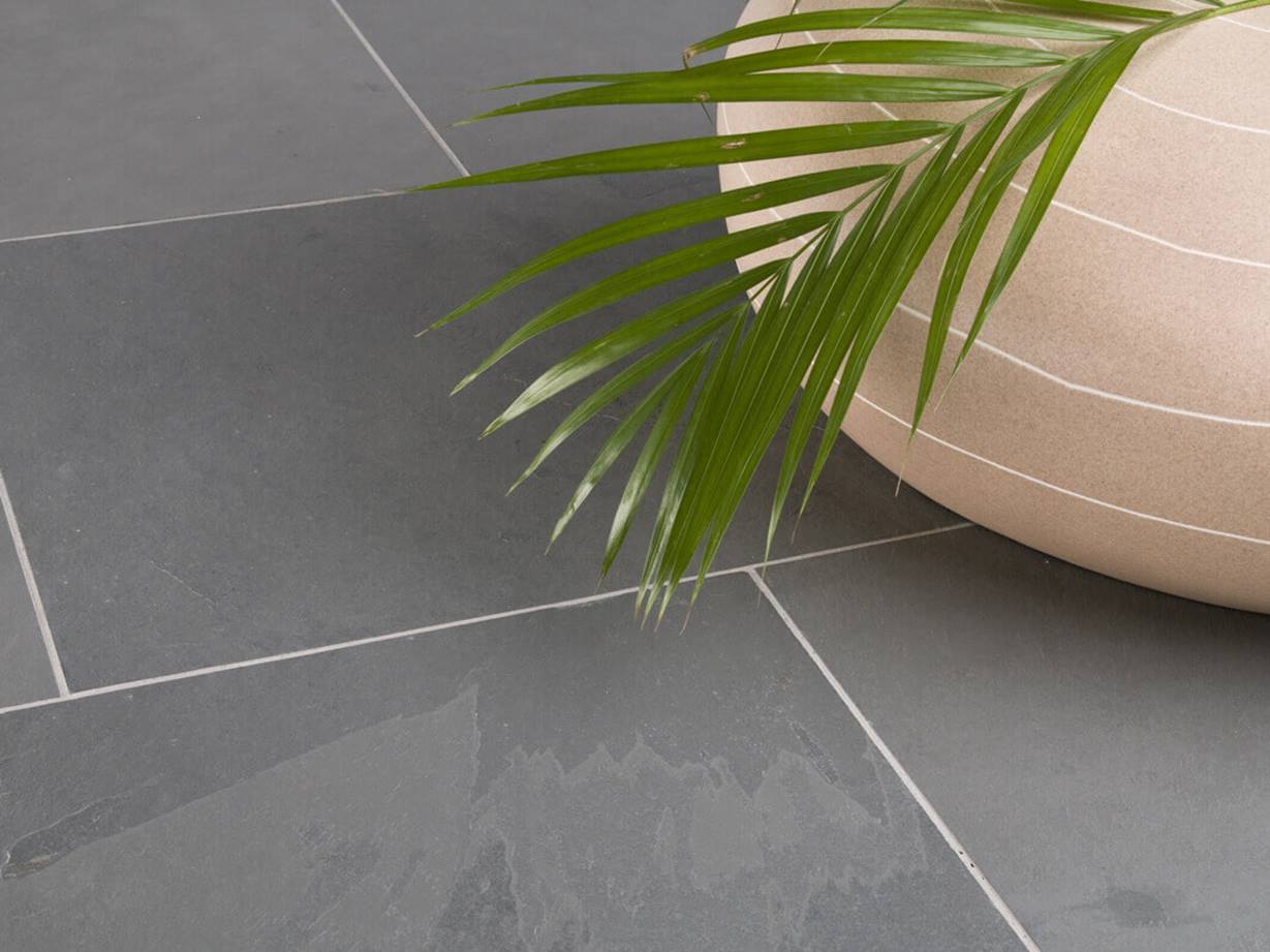 Grey Slate: Krásné břidlice: elegantní, jemné vzory Grey Slate s dekorem a palmovou větví