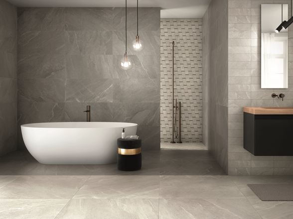 Koupelna s dlaždicemi Canyon Pearl