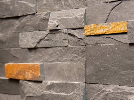 Ilustrace skluzů obkladových cihel z černé břidlice Peacock