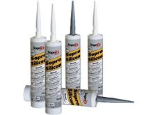 Několik tub silikonu pro pokládku dlaždic z přírodního kamene