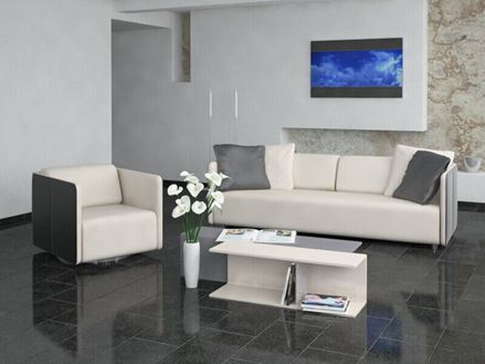 Obývací pokoj s čedičovou dlažbou Black Beauty