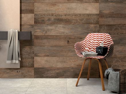 Porcelánová keramika Mirage Noon Honey v koupelně copyright Mirage